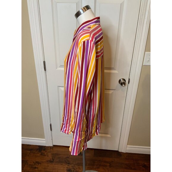 Tularosa Rainbow Striped Long Sleeve Button-Up Shirt, Size S - Picture 3 of 5